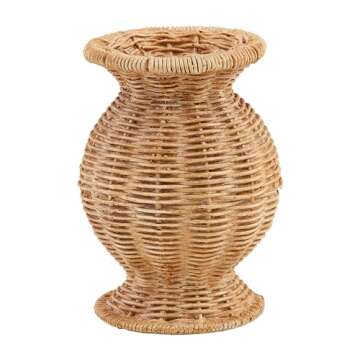 Stunning Mud Pie Wide Resin Basket Weave Vase for Elegance