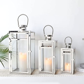 Stainless Steel Lantern Set for Festive Indoor & Outdoor Use