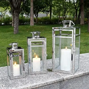 Stainless Steel Lantern Set for Festive Indoor & Outdoor Use