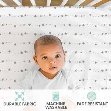 The Peanutshell 4-Pack Fitted Crib Sheet Set - Super Soft & Breathable Baby Girl or Boy Crib Sheets, Nursery Decor, Fit for Standard Mattress Cover- Celestial Moon & Stars