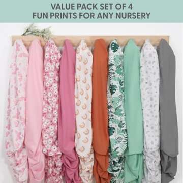 The Peanutshell 4-Pack Fitted Crib Sheet Set - Super Soft & Breathable Baby Girl or Boy Crib Sheets, Nursery Decor, Fit for Standard Mattress Cover- Celestial Moon & Stars