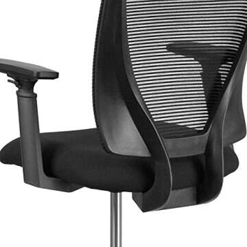 Flash Furniture Harper Ergonomic Mid-Back Mesh Drafting Chair with Black Fabric Seat, Adjustable Foot Ring and Adjustable Arms