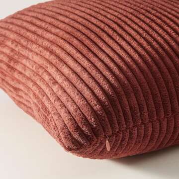 Topfinel Fall Burnt Orange Decorative Throw Pillows Covers 18x18 Inch Set of 4,Yellow Green Gradient Series Corduroy Striped Square Pillow Case,Western Modern Cushion Cover for Couch Sofa Bedroom