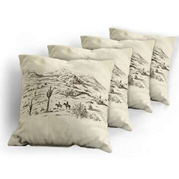 Ambesonne Western Decorative Throw Pillow Case Pack of 4 - 18"