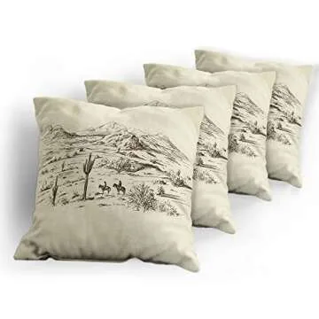 Ambesonne Western Decorative Throw Pillow Case Pack of 4 - 18"