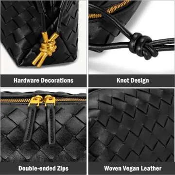 GASSDA Woven Crossbody Bags for Women,Woven Purses Small Shuoulder Bag for Women Woven Leather Handbags Purses for Women (Black)