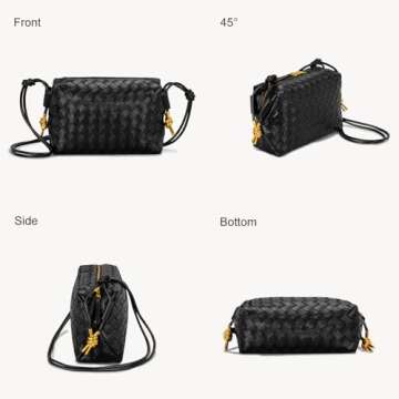 GASSDA Woven Crossbody Bags for Women,Woven Purses Small Shuoulder Bag for Women Woven Leather Handbags Purses for Women (Black)