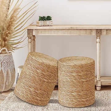 Cplxroc Handwoven Pouf Ottoman with Durable Design