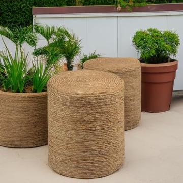 Cplxroc Handwoven Pouf Ottoman with Durable Design