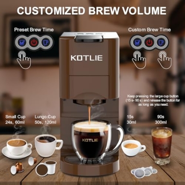 KOTLIE 4-in-1 Espresso Maker for K-Cups & Pods