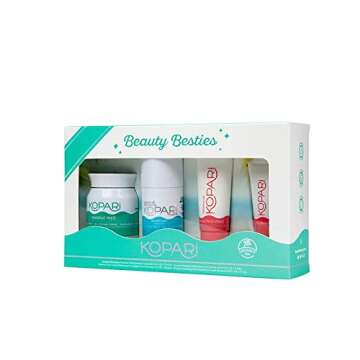 Kopari Beauty Besties Skin Care Set | 4 Pack | Coconut Melt, Aluminum Free Deodorant, Face Cream, Li...