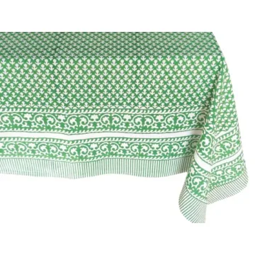 Elegant ATOSII Queen Green Cotton Tablecloth, 60x90 in.