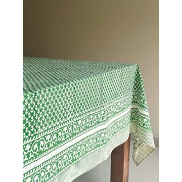 Elegant ATOSII Queen Green Cotton Tablecloth, 60x90 in.