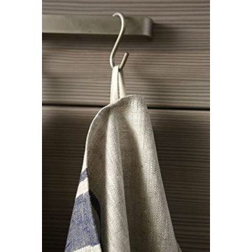 LINENVIBE Pure Linen Kitchen Towels Set of 2 - Navy Blue Stripes