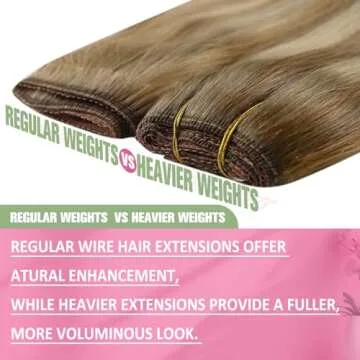 YoungSee Wire Real Hair Extensions Balayage Invisible Wire Hair Extensions Medium Brown Fading to Brown Hair Extensions Transparent Wire Real Hair Extensions Ease of Use Hair Extensions 80G 18In