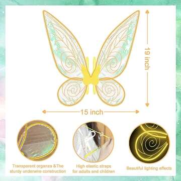 Light Up Fairy Wings for Kids and Adults Costumes