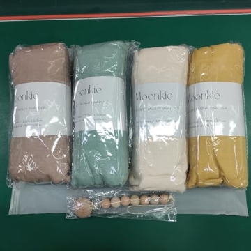 Moonkie Muslin Swaddle Blanket 4 Pack for Newborns