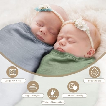Moonkie Muslin Swaddle Blanket 4 Pack for Newborns