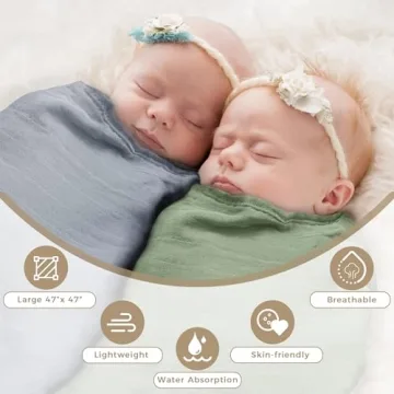 Moonkie Muslin Swaddle Blanket 4 Pack for Newborns