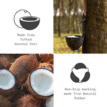 Fab Habitat Modern Non Slip Doormat - Durable, Thin - Natural Coir & Rubber - Entryway, Double Door, Porch, Patio - Home View Natural (18" x 60" Non-Slip)