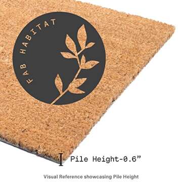 Fab Habitat Modern Non Slip Doormat - Durable, Thin - Natural Coir & Rubber - Entryway, Double Door, Porch, Patio - Home View Natural (18" x 60" Non-Slip)