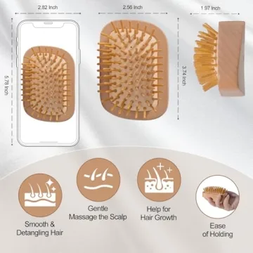 Maji Mama Natural Wooden Hair Brush with Bamboo Pins