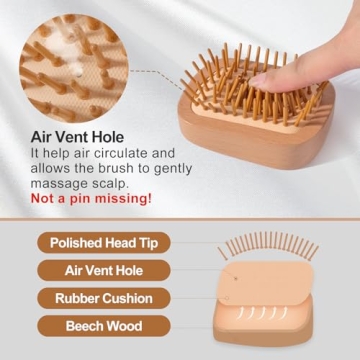 Maji Mama Natural Wooden Hair Brush with Bamboo Pins