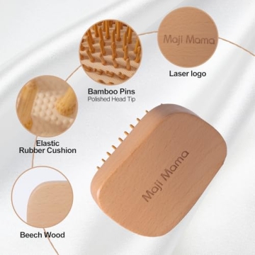 Maji Mama Natural Wooden Hair Brush with Bamboo Pins