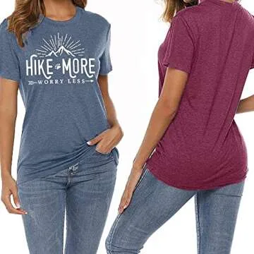 Women Hike More Worry Less Graphic Tank Top - Ink Blue