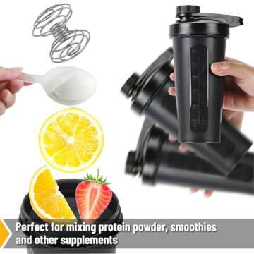 Mr. Pen- Shaker Bottles for Protein Mixes with Twist Cap, 28 oz, Black Protein Shaker Bottle with Wire Whisk Ball, Shaker Cup, Mixer Bottle