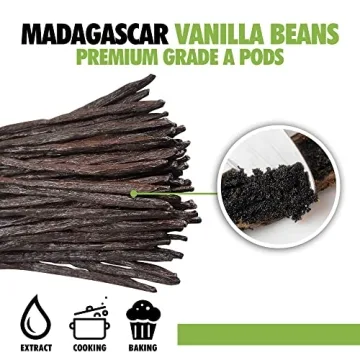 12 Organic Madagascar Vanilla Beans for Baking and Extract