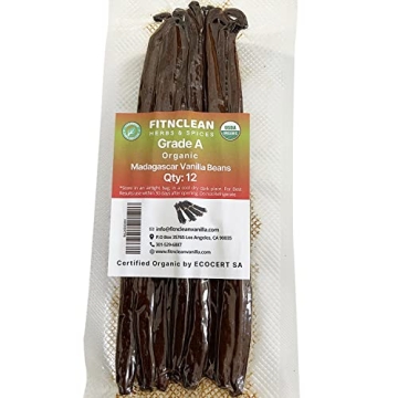 12 Organic Madagascar Vanilla Beans for Baking and Extract