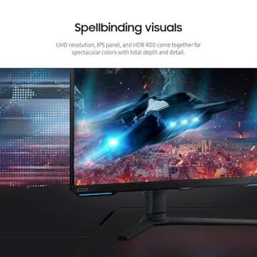 SAMSUNG 28” Odyssey G70B Series 4K UHD Gaming Monitor, IPS Panel, 144Hz, 1ms, HDR 400, G-Sync and FreeSync Premium Pro Compatible, Ultrawide Game View, LS28BG702ENXGO, Black