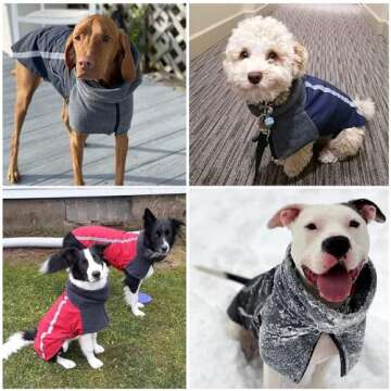 SlowTon Winter Dog Coat, Warm Polar Fleece Lining Doggie Outdoor Jacket with Turtleneck Scarf Reflective Stripe Adjustable Waterproof Windproof Puppy Vest Soft Pet Outfits (XXL,Grey)