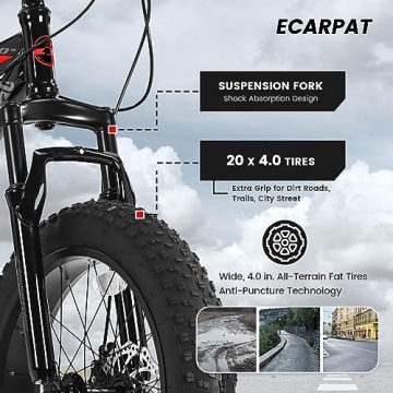 Elecony Ecarpat Fat Tire Mountain Bike for Teens