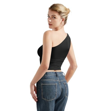 SUUKSESS Women Double Lined Trendy One Shoulder Crop Top