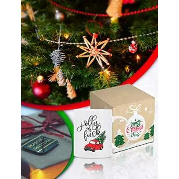 BLUE RIBBON Christmas Coffee Mug, in Decorative Christmas Gift Box (11 oz)