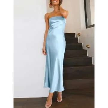 Caracilia Elegant Strapless Satin Maxi Dress for 2025