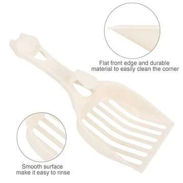 Depets Cat Litter Scoop, Litter Scoop with Wide Slats, Kitty Litter Scooper for Pine Pellets, Durable Plastic Litter Sifter Scoop - Designed for Easy Sifting, Milky White