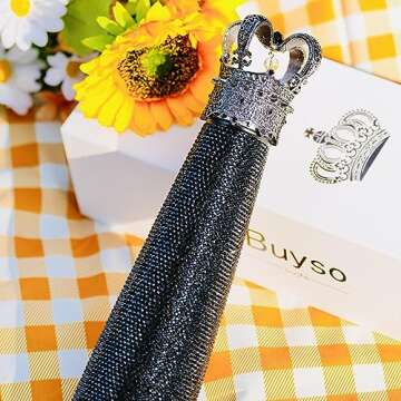 Buyso Black Bling Water Bottle Rhinestong Black Rhinestone Diamond Water Bottle Reusable Insulated Stainless Steel Bling Premium Aesthetic Gift