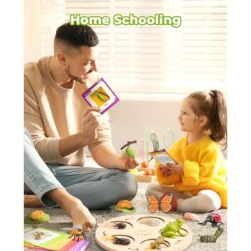 JoyCat Life Cycle Learning Education Toys, Insect Caterpillar to Butterfly kit, Ladybug, Bee, Tadpole to Frog Kit Life Cycle Toys for Kids, Preschool Learning Activities for Age 3 4 5 6 7 8