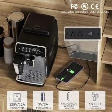 BELLEZE 72" Rustic Coffee Wine Bar Cabinet with Power Outlet