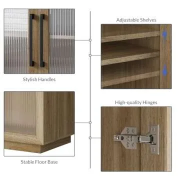 BELLEZE 72" Rustic Coffee Wine Bar Cabinet with Power Outlet