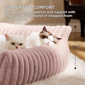 Bedsure Cat Couch - Blush Pink Soft Pet Sofa for Cats