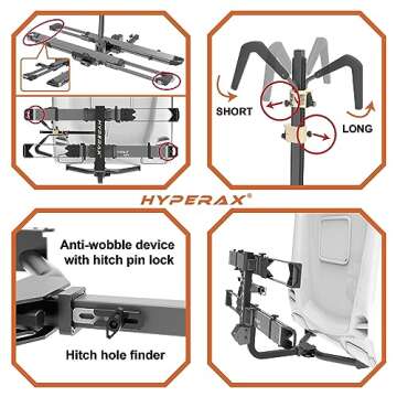 Hyperax Special Combo -Patented Lift Assisted Volt Lift with 2X E-Bike Adapter Up to 80lbs eBikes for RV, Camper, Motorhome Toad