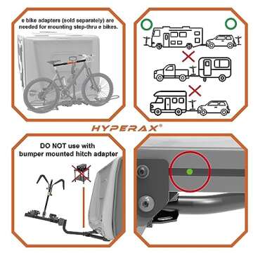 Hyperax Special Combo -Patented Lift Assisted Volt Lift with 2X E-Bike Adapter Up to 80lbs eBikes for RV, Camper, Motorhome Toad