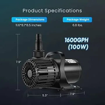 VIVOHOME Electric 100W 1600GPH Submersible Water Pump for Koi Pond Pool Waterfall Fountains Fish Tank and Aquarium
