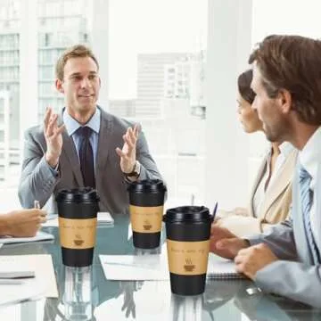 Lamosi 16 OZ Coffee Cups with Lids, 50 Pack - Disposable Hot Cups