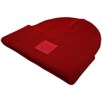 55cube Burgundy Knit Cuffed Beanie - Cozy & Stylish for All