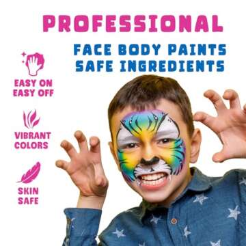 Bowitzki Face Paint 12x10 gm Professional Body Painting Kit For Kids Adults Stencil One Stroke Split...